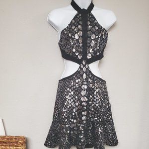 NWT Express Black and Silver Sequin Dress XS  Perfect New Years Dress Super Sexy